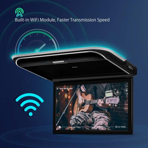  XTRONS Android Car Overhead with 15.6 Inch IPS Touchscreen Android Car Roof Monitor with FHD IPS Screen Built in Speaker / WiFi Support HDMI / USB / FM / IR / RCA Input