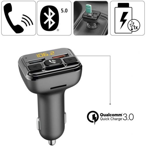 [아마존베스트]-Service-Informationen Hama Bluetooth FM Transmitter for Car Radio with Car Charger, Hands-Free Kit (Car Adapter for Cigarette Lighter Socket with Connections for MicroSD, USB Stick and QC 3.0 for Chargi