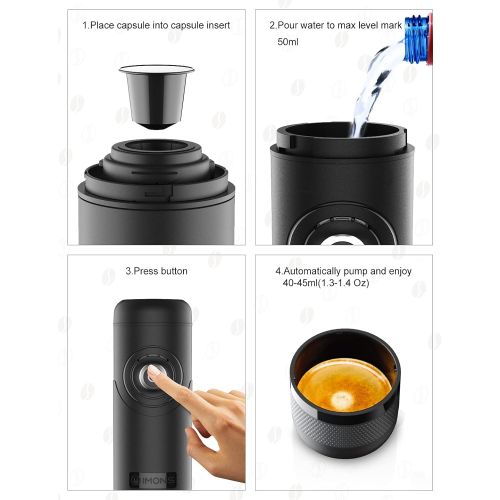  IMONS Portable Espresso Maker,Fast-Charging Travel Coffee Maker Portable Electric Espresso Machine suit for Travel, Outdoor, Home and Office