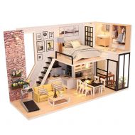 HMANE DIY Dollhouse Kit Miniature Furniture 3D Assembly Toys Creative House with Light and Music - Single Apartment