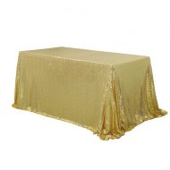 BalsaCircle TRLYC Rectangle Sequin Tablecloth - 90 x 156 Inch - Gold Rectangular Table Cloth for 8 Foot Table