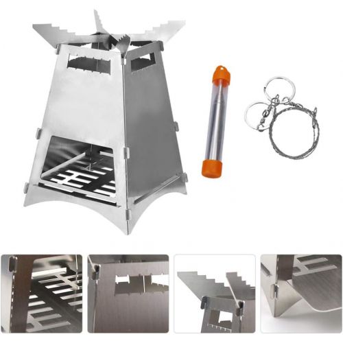  BESPORTBLE 3pcs/Set Stainless Steel Camping Stove Foldable Wood Burning Stove for Camping Backpacking Hiking Picnic BBQ