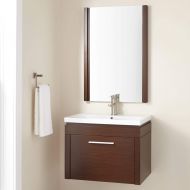 Signature Hardware 305144 Sven 24 Single Vanity Set with Wood Cabinet, Integrated Porcelain Sink, and Matching Mirror
