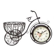 SHAUA Generic Vintage Metal Rustic Bicycle Clock Bike Shaped Double Side Table Decorative Clock for Home Decor with Basket