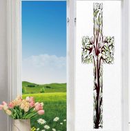 YOLIYANA Frosted Glass Window Film No Glue Privacy Window Cling 3D Baptism Glass Stickers for Bathroom 24 by 48