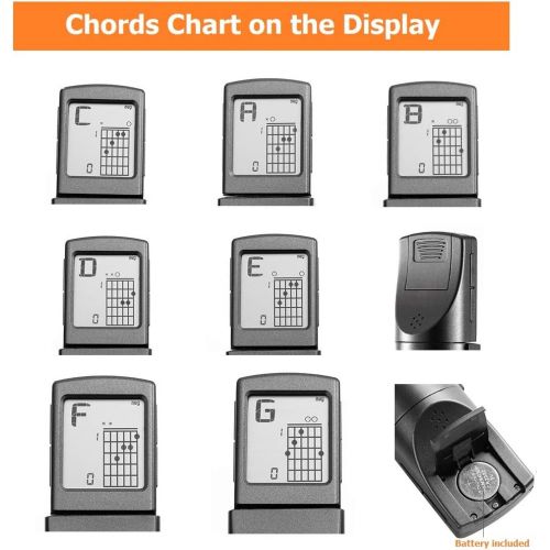  [아마존베스트]Moreup Pocket Guitar Chord Practice Tool, Portable Guitar Neck for Trainer Beginner w/ a Rotatable Chords Chart Screen (Battery Included)