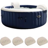 Intex PureSpa Plus 6 Person Portable Inflatable Hot Tub Bubble Jet Spa, Navy, Inflatable Slip Resistant Removable Seat Hot Tub Spa Accessory (4 Pack)