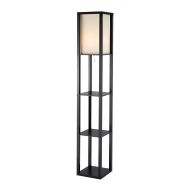 Adesso Titan Floor Lamp  6 Feet Tall, 2 Shelve Storage, MDF Made, Black Finish, Poly Cotton Shade, Scratch Proof Lighting Fixture. Lamps and Shades