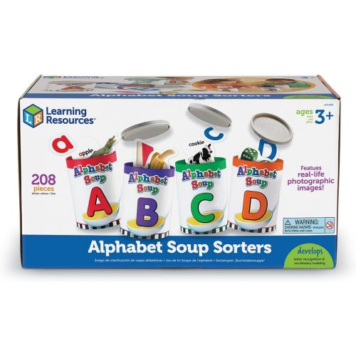  [아마존베스트]Learning Resources Alphabet Soup Sorters, Early Phonics, ABCs, Alphabet Awareness & Recognition, 208 Pieces, Ages 3+