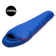 One- one- Winter Ultralight Thermal Adult Mummy 95% White Goose Down Sleeping Bag Sack W/Compression Pack for Backpacking Camping Hiking,1000G Blue
