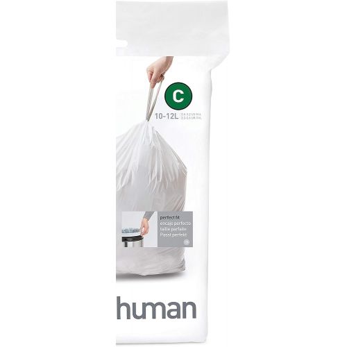 심플휴먼 simplehuman Code C Custom Fit Drawstring Trash Bags in Dispenser Packs, 10-12 Liter / 2.6-3.2 Gallon, White ? 20 Liners