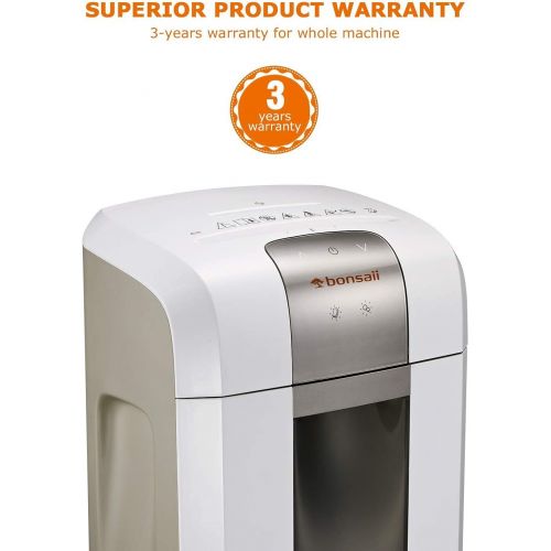  Bonsaii 60-Mintues Super Micro-Cut Paper Shredder, P-5 High Security Heavy Duty Shredder for Office, CD/Credit Cards Ultra Quiet Shredder for Home Office Use, 6-Sheet Capacity/Touc