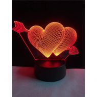 KKXXYD Double Love Heart Arrow 3D Lamplight Led USB Table Mood Night Light Touch Multicolor Valentines Day Bedside Gadgets
