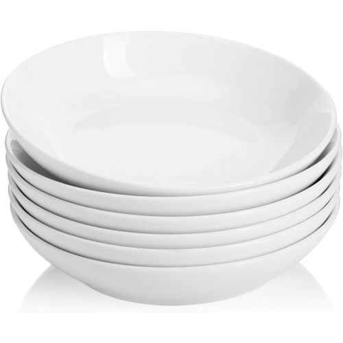  [아마존베스트]Sweese 117.001 Porcelain Salad Pasta Bowls - 26 Ounce - Set of 6, White