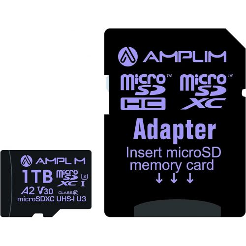 Amplim Micro SD Card 1TB, New 2021 MicroSD Memory Plus Adapter, Extreme High Speed 170MB/S A2 MicroSDXC U3 Class 10 V30 UHS-I for Nintendo-Switch, GoPro Hero, Surface, Phone, Camer