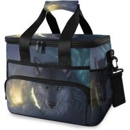 ALAZA Wolf at Night Large Cooler Bag Lunch Box Leakproof for Outdoor Travel Hiking Beach