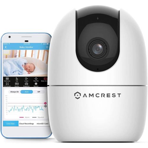  Amcrest 1080P Smart Home WiFi Camera, Baby Monitor, AI Human Detection, Motion-Tracking, Indoor Pet, Dog, Nanny Cam w/ 2-Way Audio, Phone App, Pan/Tilt Wireless IP Camera, Night Vi