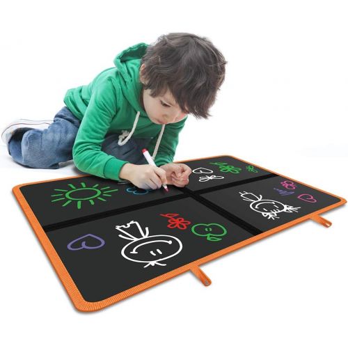  [아마존베스트]DX DA XIN Kids Doodle Drawing Board, Erasable Blackboard for Toddlers Boys Girls Painting Foldable Drawing Pad with Colorful Pens Best for Child Birthday