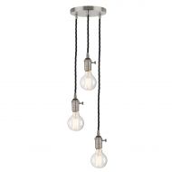 Phansthy 3 Light Industrial Ceiling Light, Brushed Nickel 3 Lights Chandelier Light with ON/Off Button