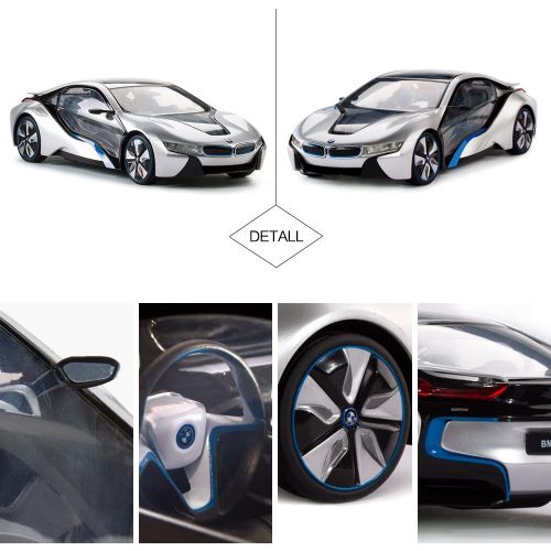 라스타 RASTAR BMW Toy Car, 1:14 BMW i8 Remote Control Car BMW RC Car, Fully Transparent / Interior Light ? Silver, 27MHz / 40MHz