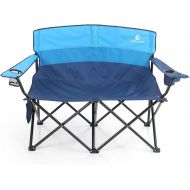 ALPHA CAMP Camping Folding Chair Heavy Duty LoveSeat Support 450 LBS Oversized Steel Frame Collapsible Double Chair with Cup Holder for Outdoor