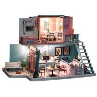 Toyvian Dollhouse Miniature DIY House Kit Handmade Assembly Model Creative Room with Furniture Accessories for Children Lovers and Friends (K-034)