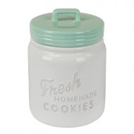 DII Vintage, Retro, Farmhouse Chic Mason Jar Inspired Ceramic Kitchen Canister, Cookie Jar with Airtight Lid for Food Storage, Store Cookies, Crackers, Chips and More - Aqua