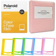 Polaroid Color Film for I-Type (8 Exposures) + Pink Album - Holds 32 Photos + Plastic Frames - Assorted Colors