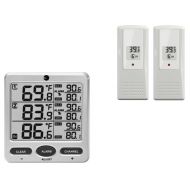 Ambient Weather WS-21 Wireless 8-Channel Thermometer with Two Remote Sensors, Silver