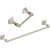 Moen DN8308BN Retreat Collection Double post Pivoting Toilet Paper Holder, Brushed Nickel with Moen DN8324BN Retreat Collection 24-Inch Bathroom Single Towel Bar, Brushed Nickel