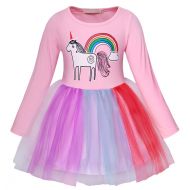 HenzWorld Little Girls Dress Unicorn Costumes Halloween Cosplay Birthday Party Outfit Accessories 1-10 Years