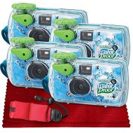XPIX Fujifilm Quick Snap Waterproof 35mm Camera Four-Pack with 27 Exposures, Pre-Loaded w/ 800 35mm Film, Great for All Weather with Basic Accessories Bundle