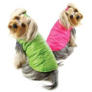Klippo Dog/Puppy Reversible Parka Vest/Jacket/Coat with Ruffle Trims for Small Breeds - Lime/Pink