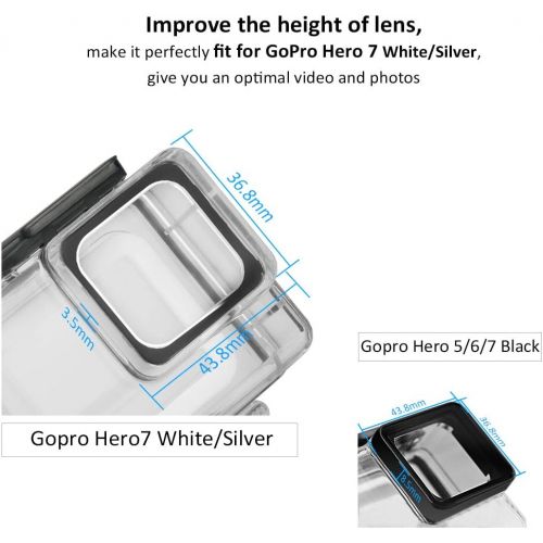  [아마존베스트]FINEST+ Waterproof Housing Shell for GoPro HERO7 White/Silver Diving Protective Housing Case 45m with Anti Fog and Bracket Accessories for Go Pro Hero 7 White/Silver Action Camera