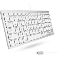 Macally Small USB C Keyboard - Plug & Play Compatible Wired Apple Keyboard for Mac Mini, MacBook Pro/Air, iMac, iPad, Windows, Chromebook with USBC Port - Compact & Mini USB Type C Keyboard - Silver