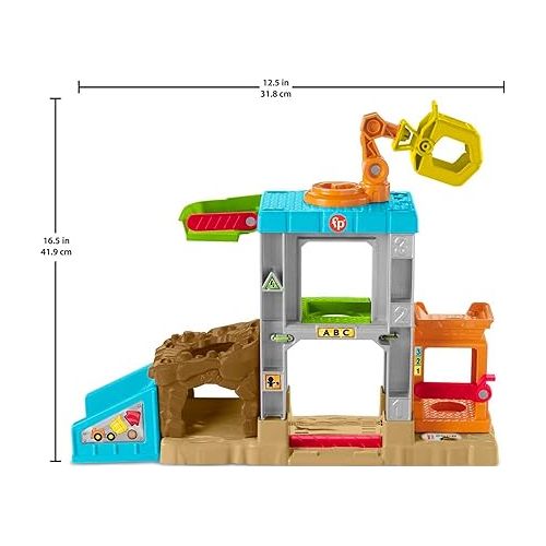 피셔프라이스 Fisher-Price Little People Toddler Learning Toy Load Up ‘n Learn Construction Site Playset with Dump Truck for Ages 18+ Months