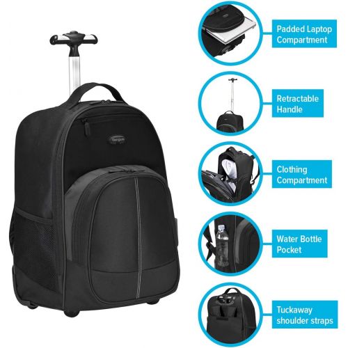 타거스 [아마존베스트]Targus Compact Rolling Backpack for Business, College Student and Travel Commuter Wheeled Bag, Durable Material, Tablet Pocket, Removable Laptop Protective Sleeve for 16-Inch Lapto