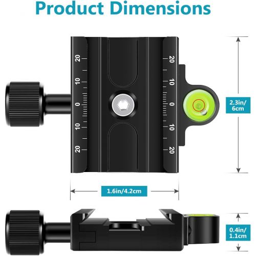 니워 [아마존베스트]Neewer Metal 60mm Quick Release Plate QR Clamp 3/8-inch with 1/4-inch Adapter and Bubble Level, Adjustable Lever Knob, Compatible with Arca-Swiss Standard for Tripod Ballhead