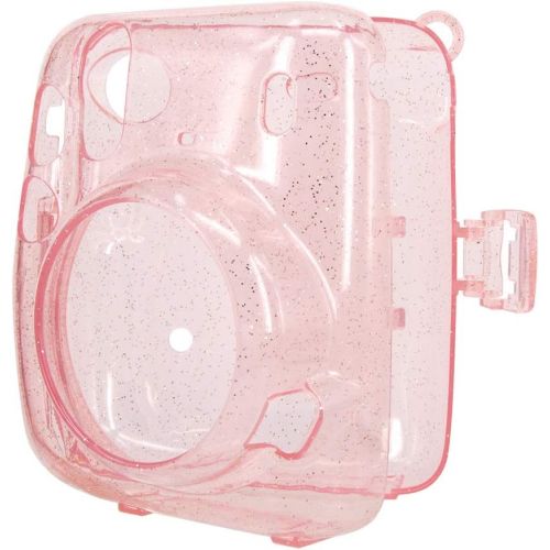  Wolven Crystal Camera Case w Adjustable Rainbow Shoulder Strap Compatible with Fujifilm Mini 11 Camera, (CPink)