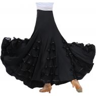 Whitewed Long Modern Flamenco Waltz Standard Ballroom Dance Fancy Training Skirt