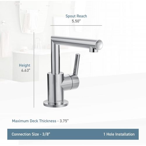  Moen S43001BL Arris One-Handle Single Hole Modern Bathroom Faucet, Matte Black
