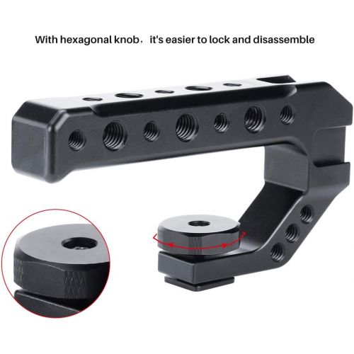  UURig R005 Camera Hot Shoe Top Handle Grip, Universal Video Stabilizing Rig W 3 Cold Shoe Adapters for Sony A7III to Mount Microphone, LED Light, Monitor, Easy Low Angle Shots Meta