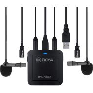 BOYA BY-DM20 Compact Dual-Channel Lavalier Microphone Recording Mic Kit Mono and Stereo Mode with iOS Lighnting Andriod Type-c USB Port Compatible with iPhone iOS Devices, Type-C A