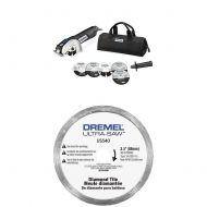 Dremel US40-03 Ultra-Saw Tool Kit with 5 Accessories and 1 Attachment w/ Tile Diamond Blade