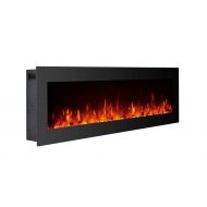 GMHome 40 Electric Fireplace Wall Mounted Freestanding Heater Crystal Stone Flame Effect 9 Changeable Color Fireplace, w/Remote, 1500/750W, Glass Panel