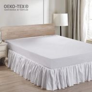 Linen Simple&Opulence Easy Fit Breathable Premium Dust Ruffle with Classic 14 inch Drop Bed Skirt (Pleated-White, Twin)