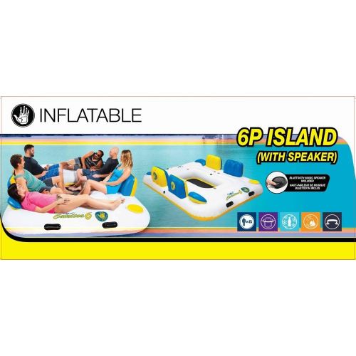  Body Glove Six Person Inflatable Floating Catalina Island with Bluetooth Speaker, 2 Coolers & 6 Drink Holders