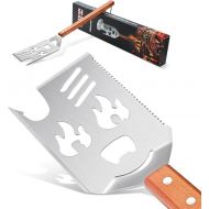 8 in 1 Barbecue Spatula for Barbecue, Barbecue Cutlery with Wooden Handle, Multifunctional Grill Accessories, 40.5 cm Barbecue Turner, Grill Gifts for Men, Knife and Fork, Saw, Bottle Opener for