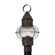 Designers Fountain 1766-RT Nantucket - One Light Outdoor Onion Post Lantern, Rustique Finish with Seedy Glass