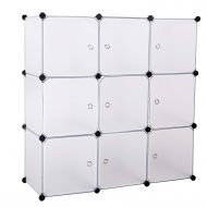 BASTUO 9-Cubes DIY Storage Cabinet Bookcase Shelf Baskets Modular Cubes,Closet for Toys.Books,Clothes,White with Doors